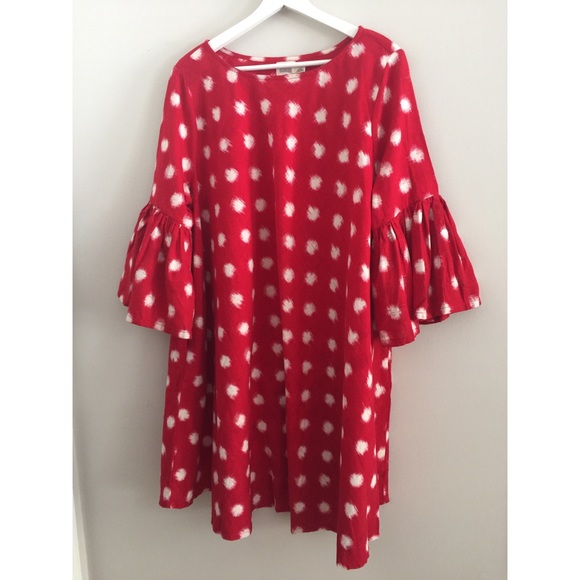 Anthropologie Spotted Bell-Sleeve Swing Dress - Picture 4 of 6